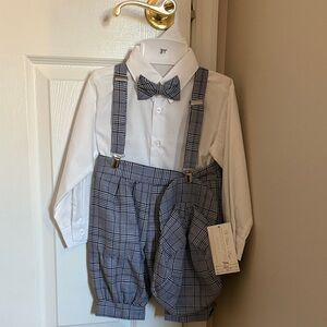 Classic Plaid Boys' Suspenders & Bow Tie Set in Gray - Kids Accessories